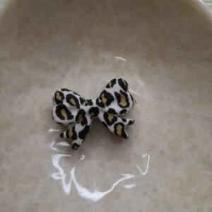 Leopard Print Bow Silicone Focal Bead, Assorted Colors