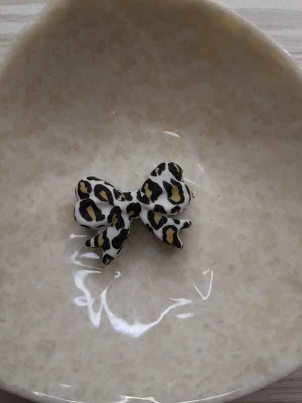 Leopard Print Bow Silicone Focal Bead, Assorted Colors