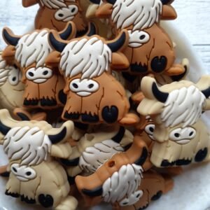 New Highland Cow Silicone Focal Bead, Assorted Colors