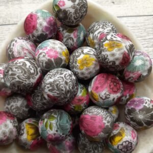 Carnation Printed Silicone Bead