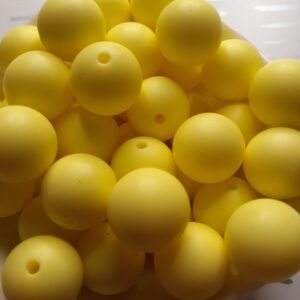 15mm Solid Silicone Beads, Cream Yellow