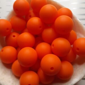 15mm Solid Silicone Beads, Orange