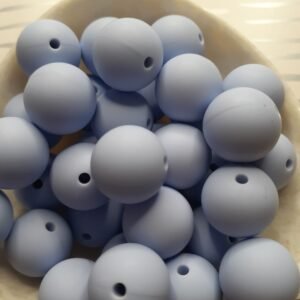 15mm Solid Silicone Beads, Pastel Blue