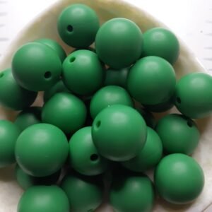 15mm Solid Silicone Beads, Christmas Green