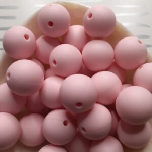 15mm Solid Silicone Beads, Quartz Pink
