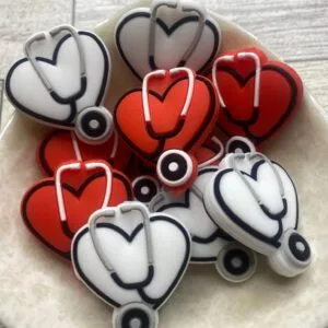 Heart Stethoscope Focal Bead, Assorted Colors