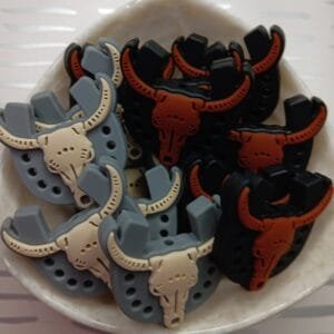Horseshoe Longhorn Silicone Focal Bead, Assorted Colors