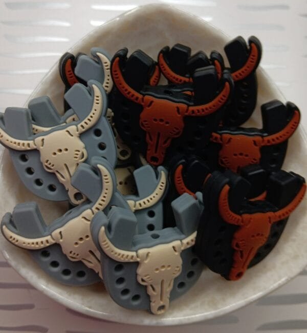Horseshoe Longhorn Silicone Focal Bead, Assorted Colors