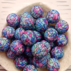 Stained Glass Printed Silicone Bead