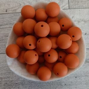 15mm Solid Silicone Bead, Rust Brown