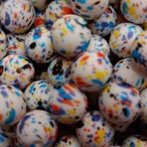 Colorful Paint Splatter Printed Silicone Bead