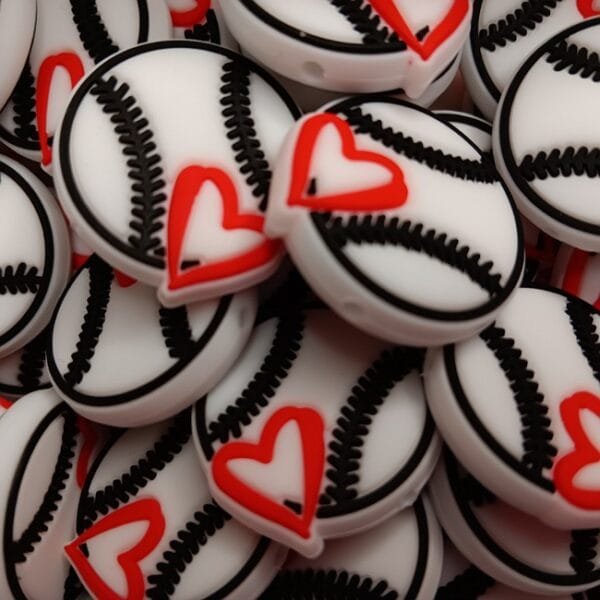 Baseball Love Silicone Focal Bead