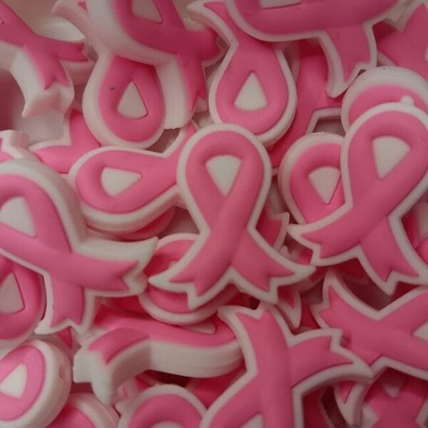 Pink Ribbon Silicone Focal Bead