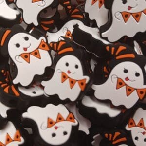Ghost with Banner Silicone Focal Bead