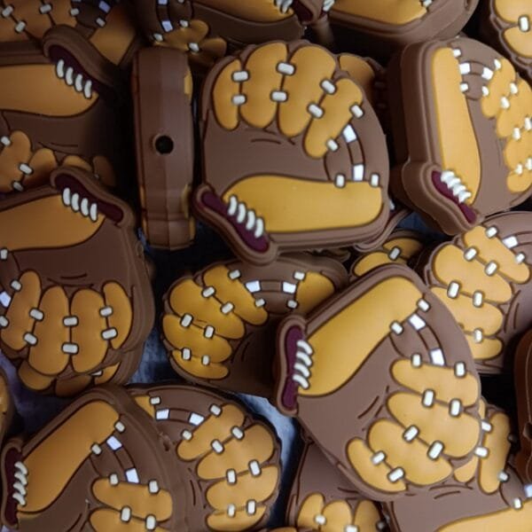 Baseball Glove Silicone Focal Bead