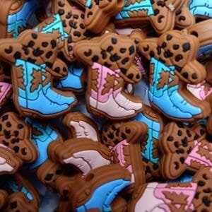 Western Boot & Hat Silicone Focal Bead, Assorted Colors