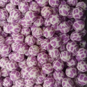 15mm Purple Cow Printed Bead