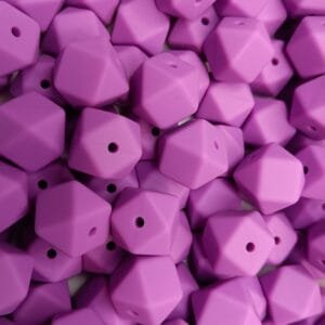 14mm Hexagon Silicone Bead, Purple