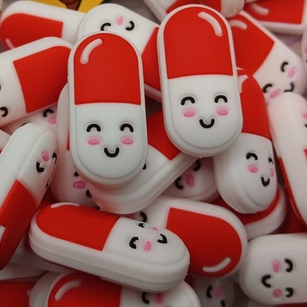Happy Pill Silicone Focal Bead