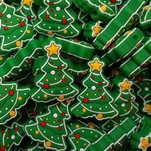 Green Christmas Tree Silicone Focal Bead