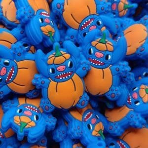 Blue Alien Pumpkin Silicone Focal Bead, Custom Collab