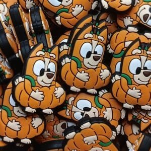 Orange Pumpkin Dog Silicone Focal Bead, Custom Collab