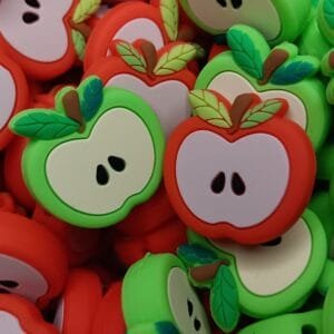Sliced Apple Silicone Focal Bead, Assorted Colors