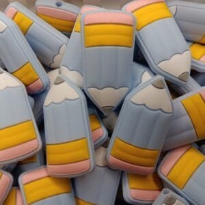Pastel Blue Pencil Silicone Focal Bead