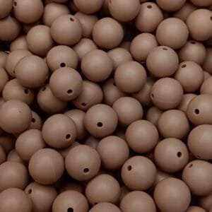15mm solid silicone bead, Camel