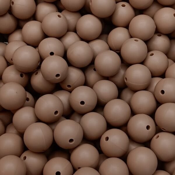 15mm solid silicone bead, Camel