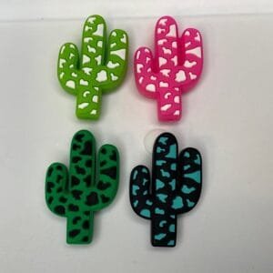 Cow Print Cactus Silicone Focal Bead, Assorted Colors