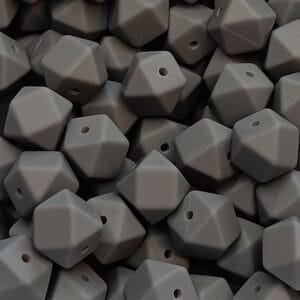 14mm Hexagon Silicone Beads, Dim Gray