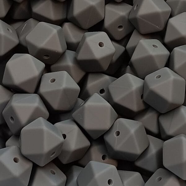14mm Hexagon Silicone Beads, Dim Gray