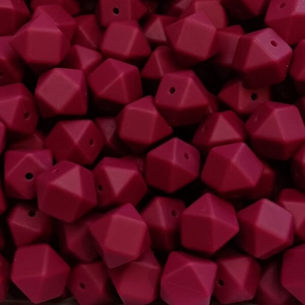 14mm Hexagon Silicone Bead, Wine