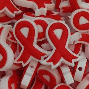 Red Ribbon Silicone Focal Bead
