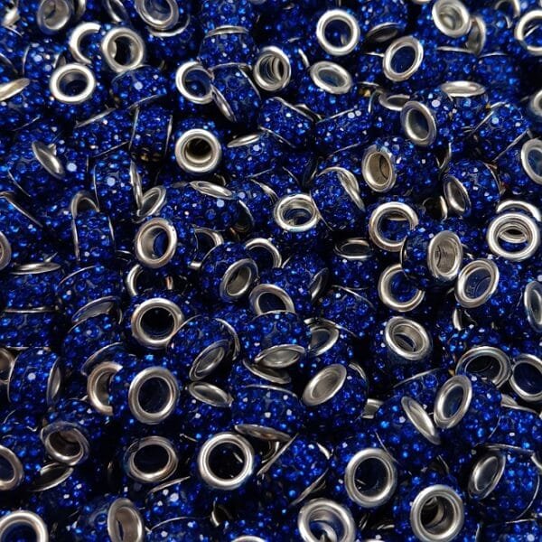 11mm Rhinestone Spacers, Blue, pack of 15
