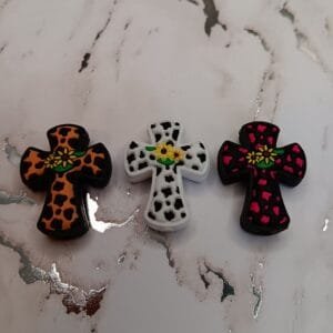 Sunflower Cross Silicone Focal Bead, Assorted Colors
