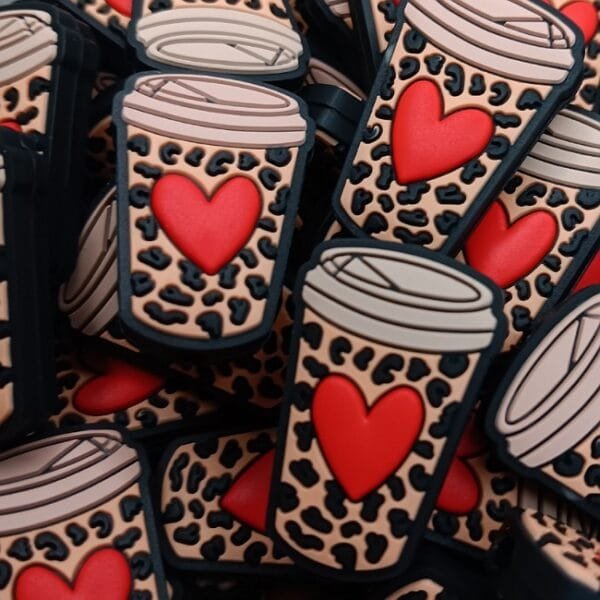 Heart Coffee Cup Silicone Focal Bead
