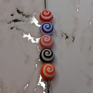 Swirl 15mm Printed Silicone Bead, Assorted Colors
