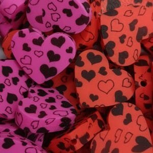 Heart Print Silicone Focal Bead, Assorted Colors