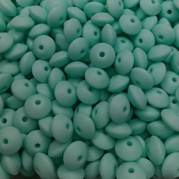 12mm Lentil Silicone Bead, Cyan, pack of 10