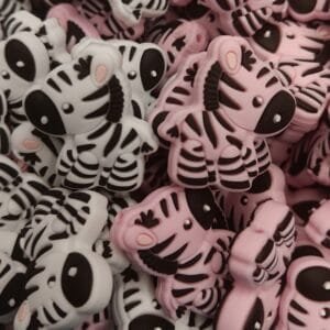 Zebra Silicone Focal Bead, Assorted Colors