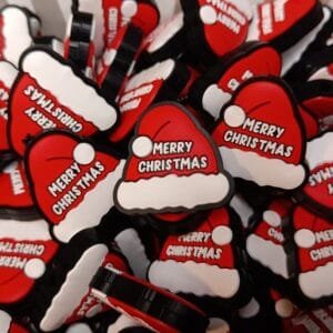 Merry Christmas Hat Silicone Focal Bead