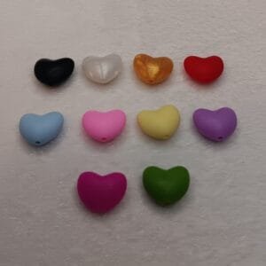 Puffy Heart Silicone Focal Bead, Assorted Colors