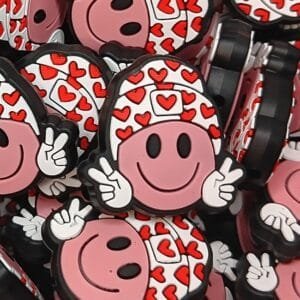 Heart Smiley Silicone Focal Bead