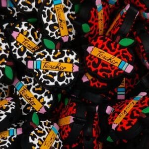 Leopard Apple Silicone Focal Bead, Assorted Colors