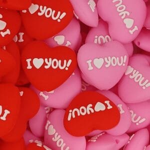 I Love You Silicone Focal Bead, Assorted Colors