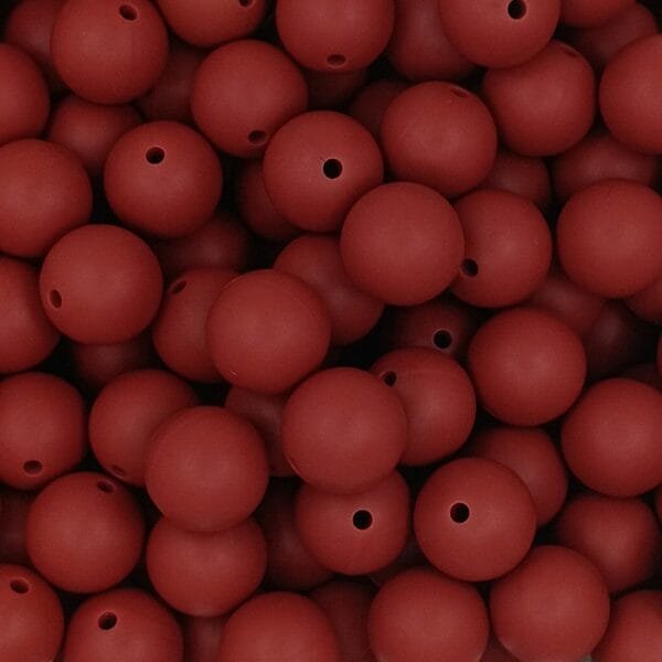 15mm Solid Silicone Bead, Maroon