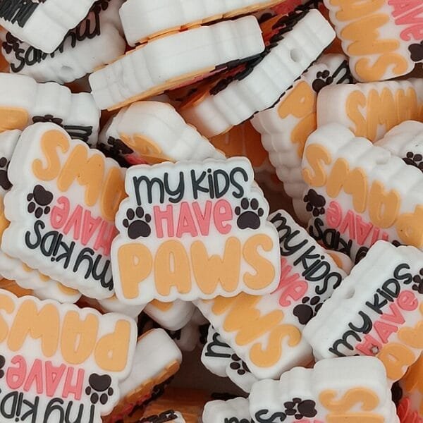 My kids have paws Silicone Focal Bead