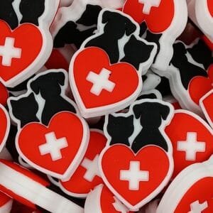 Vet Heart Silicone Focal Bead